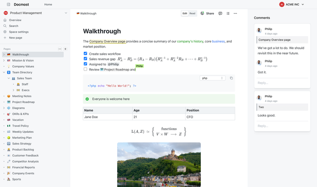 Collaborative wiki and documentation software