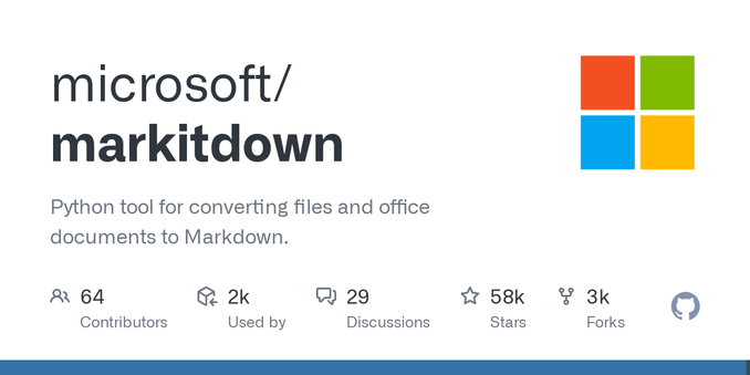 Python tool for converting files and office documents to Markdown. - microsoft/markitdown