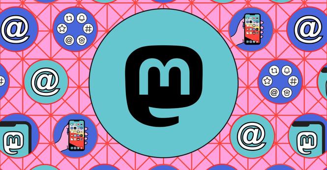 Vector illustration showing different aspects of the Mastodon app.
