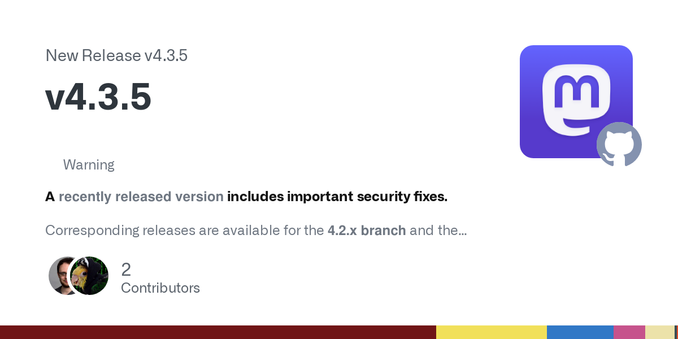 WarningA recently released version includes important security fixes.
Corresponding releases are available for the 4.2.x branch and the 4.1.x branch.

Changelog
Changed

Change hashtag suggestion t...