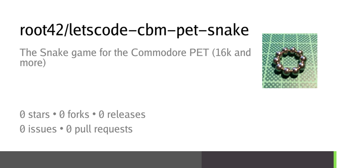 Summary card of repository root42/letscode-cbm-pet-snake