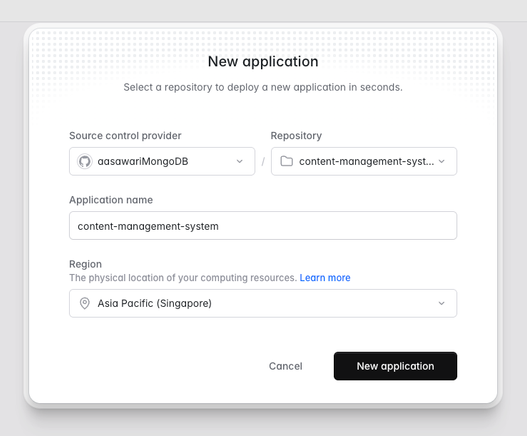 Screenshot from Laravel Cloud UI representing steps on setting up the Laravel repositories