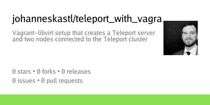 Summary card of repository johanneskastl/teleport_with_vagrant_libvirt