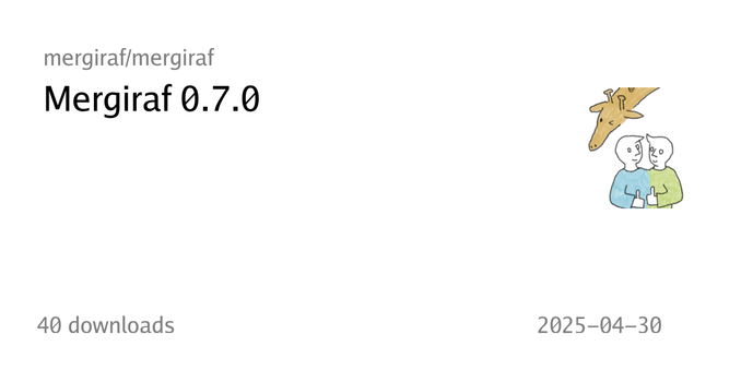 Summary card of an release titled "Mergiraf 0.7.0" in repository mergiraf/mergiraf