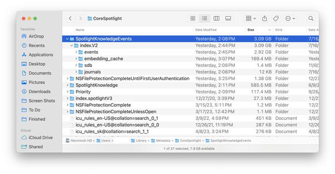 Large CoreSpotlight metadata storage consumption