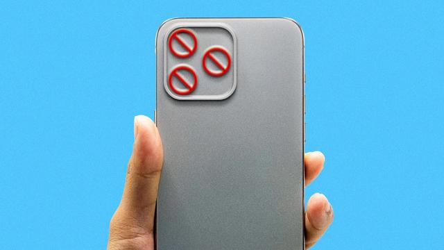 Illustration of cell phone camera lenses replaced with the "no" symbol.