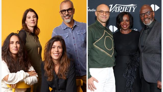 P1. L-R Luana Lobo, Estela Renner, Mariana Oliva, Marcos Nisti P2.Mauricio Mota, Viola Davis, Julius Tennon
