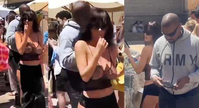 Bianca Censori Wears Sheer Top on Ice Cream Date in Spain