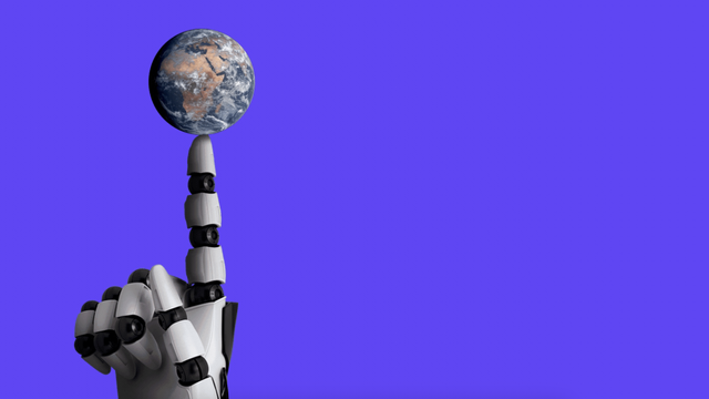 Robot spinning globe