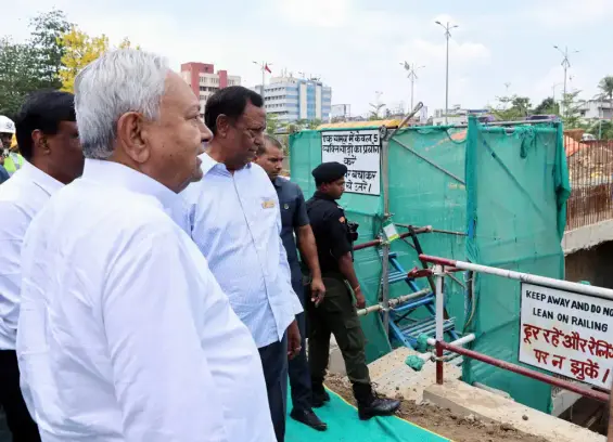 Bihar Chief Minister Nitish Kumar conducting an inspection of the under-construction tunnel.