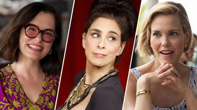 Parker Posey on 'The White Lotus'; Sarah Silverman poses on a red carpet; Leslie Bibb on 'The White Lotus'