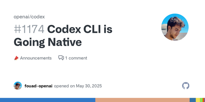 Hello! Thank you all for the excitement, feedback, and contributions over the past month or so since launch. It's been incredible to hear from all of you building with Codex CLI and now Codex in Ch...