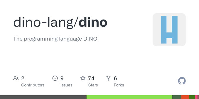 The programming language DINO. Contribute to dino-lang/dino development by creating an account on GitHub.
