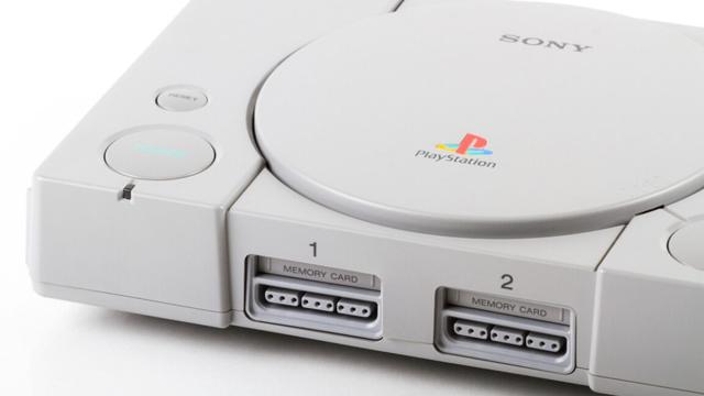A photo of the Sony PlayStation video game console.