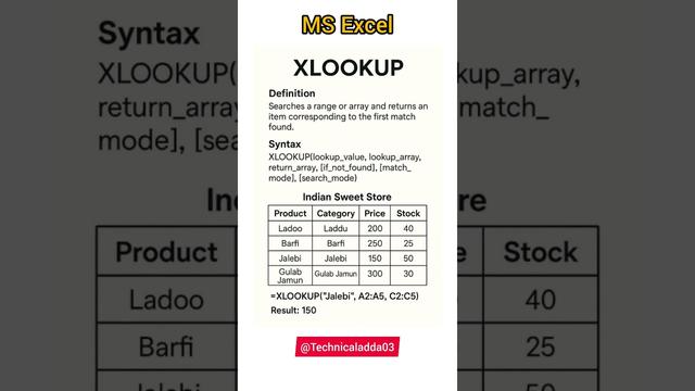 MS Excel XLOOKUP #excel #exceltips #exceltricks #exceltutorial #excelformula #msoffice
