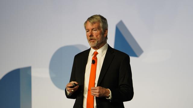 Strategy Executive Chairman Michael Saylor at the Digital Asset Summit in New York City on March 20, 2025. (Nikhilesh De)