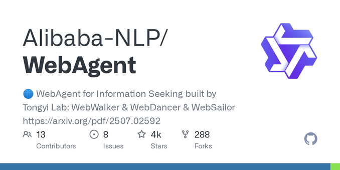 🌐 WebAgent for Information Seeking built by Tongyi Lab: WebWalker & WebDancer & WebSailor https://arxiv.org/pdf/2507.02592 - Alibaba-NLP/WebAgent