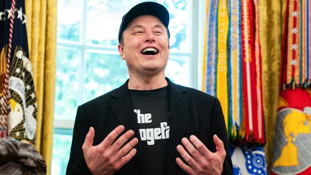 Elon Musk speaks during a news conference with US President Donald Trump in the Oval Office of the White House in Washington, DC, on May 30, 2025. Musk, who stormed into US politics as President Trump's chainsaw-brandishing sidekick, announced on May 28 that he is leaving his role in US government, intended to reduce federal spending, shortly after his first major break with the President over Trump's signature spending bill. (Photo by Allison ROBBERT / AFP) (Photo by ALLISON ROBBERT/AFP via Getty Images)