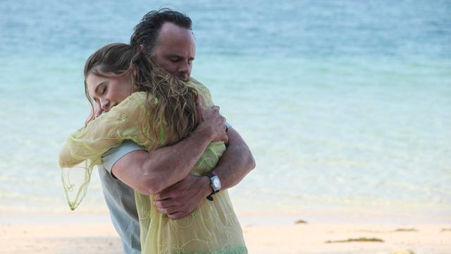 Walton Goggins and Aimee Lou Wood earlier in the finale.