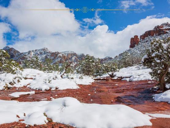 Snow covering the ground in the Grand Canyon