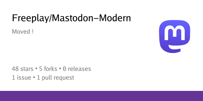 Summary card of repository Freeplay/Mastodon-Modern