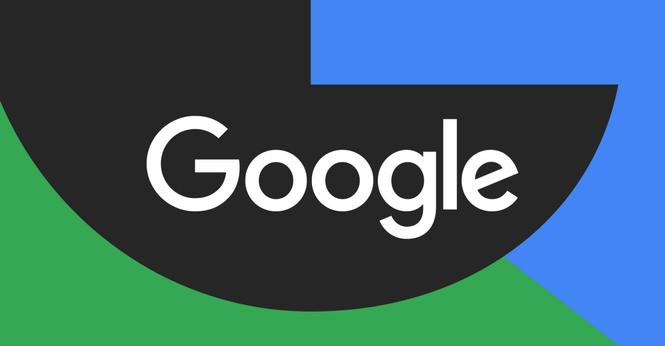 An illustration of the Google logo on a black, green, and blue background.