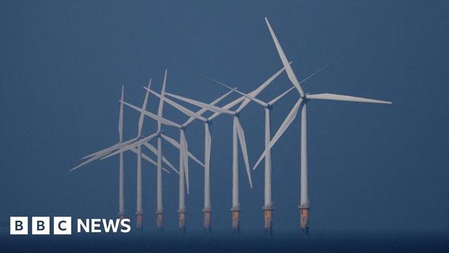 A row of offshore wind farms