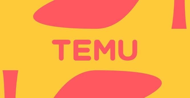 An image of the Temu logo on a yellow and red background