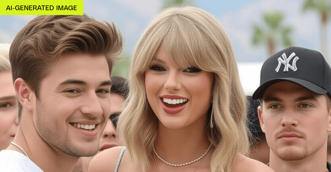 An AI-generated image of Taylor Swift created using GRok’s Imagine feature.