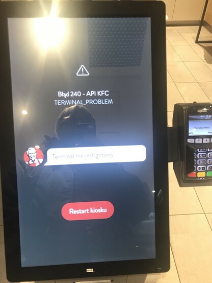A photo of non-functioning self-service #kiosk, at one of Kraków’s KFC franchises