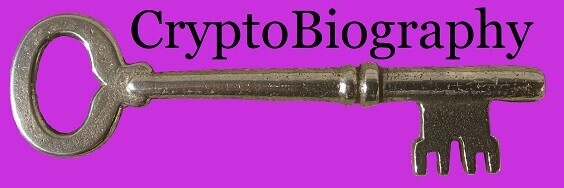 The CryptoBiography logo, a close-up of an old-fashioned key