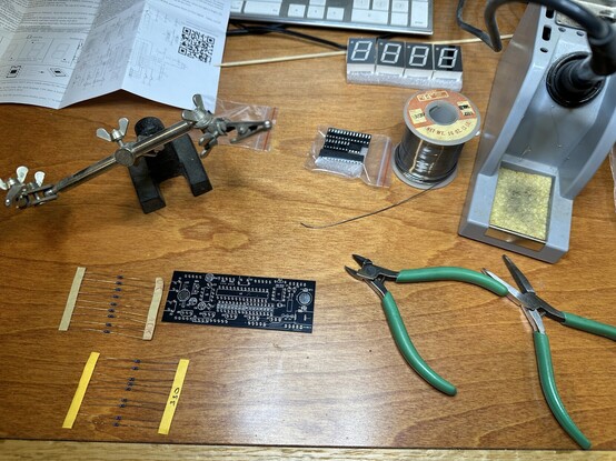 DIY electronics LED clock kit beginning assembly