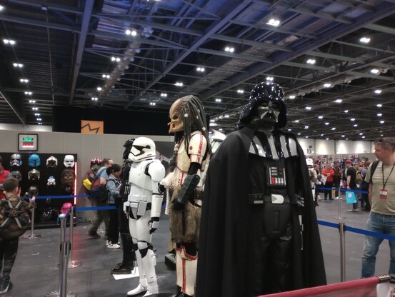 Display of Darth Vader costume from London Comic Con