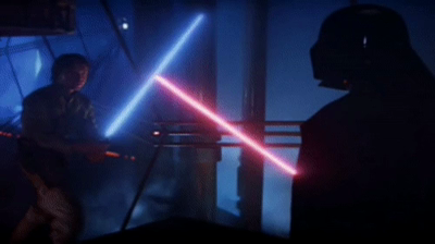 I love the duel between Vader and Luke on Bespin!

Lightsabers are cool. 