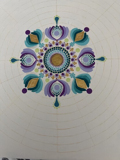 Dotting on 14” canvas