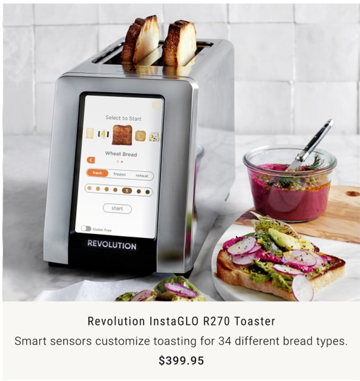 The Revolution R180 Toaster has a touchscreen. It's ridiculous and