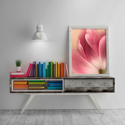 Framed print of a pink tulip photograph.