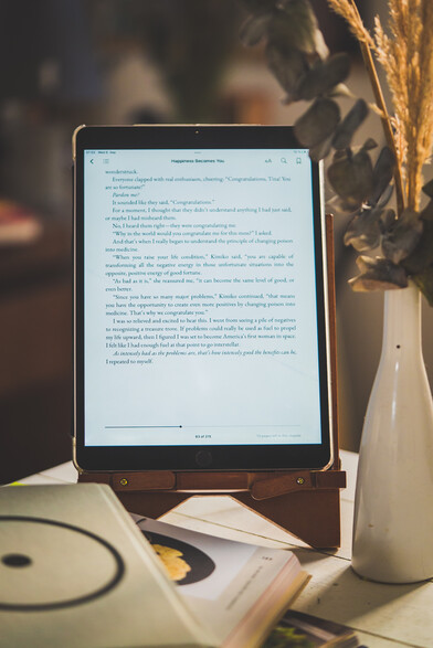 A page of Tina Turner's book "Happiness Becomes You" on an iPad