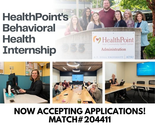 HealthPoint's Behavioral Health Internship —NOW ACCEPTING APPLICATIONS! MATCH# 204411
With a collage of intern photos.