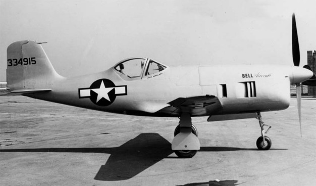 The Bell XP-77 experimental light-fighter aircraft. Due to the failure of its planned engine and weight issues, it was cancelled in December 1944

