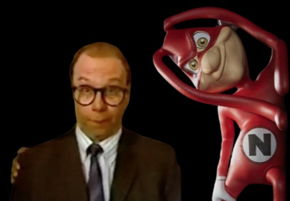 Burger King's Herb the Nerd flanked by Domino's Pizza's the Noid 