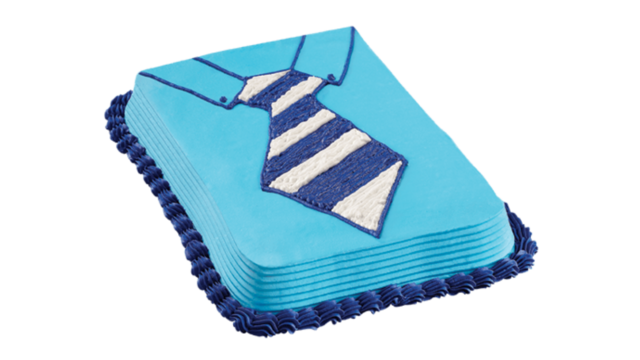 A blue dress-shirt-and-tie ice cream cake