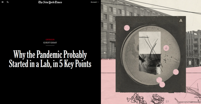 New York Times headline: Why the Pandemic Probably Started in a Lab, in 5 Key Points.