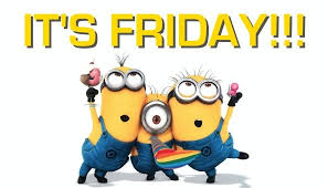 Three cartoon characters saying It's Friday.