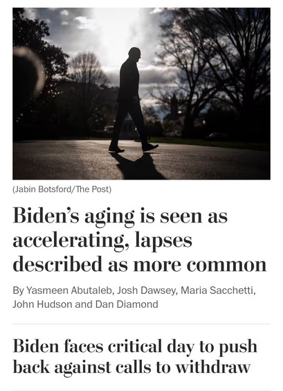 Screengrab from Washington Post homepage. Headline states, 