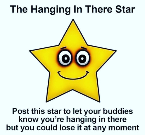The Hanging in there star. 

Post this to let your buddies know you're hanging in there but you could lose it at any moment. 