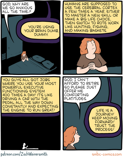 comic from smbc-comics.com July 6 about how we think too much