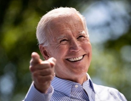 Photo of Joe Biden with his great smile and that classic finger point. This is how he bid me adieu when I  walked with him to his limo in 2008.
