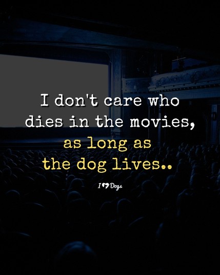 I don't care who dies in the movies, as long as the dog lives . . .