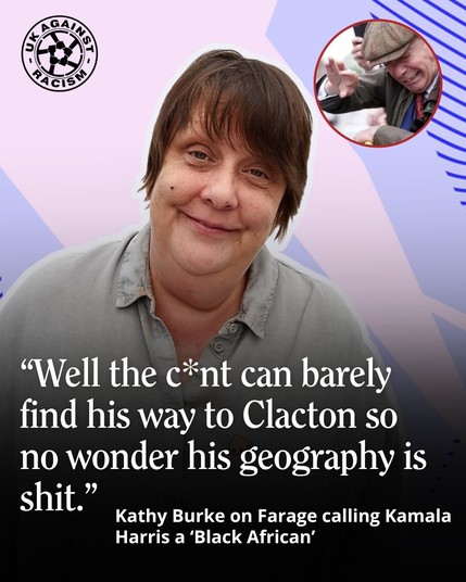 Kathy calling out Farage for describing Kamala as 'African'.

Well the c*nt can barely find his wU to Clacton so no wonder his geography is shit